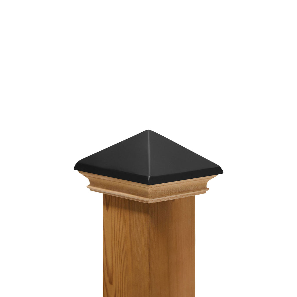 West Indies Wood Post Cap w/ Black Stainless Pyramid - 4x4, 4x6, 6x6