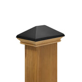 West Indies Wood Post Cap w/ Black Stainless Pyramid - 4x4, 4x6, 6x6
