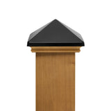 West Indies Wood Post Cap w/ Black Stainless Pyramid - 4x4, 4x6, 6x6