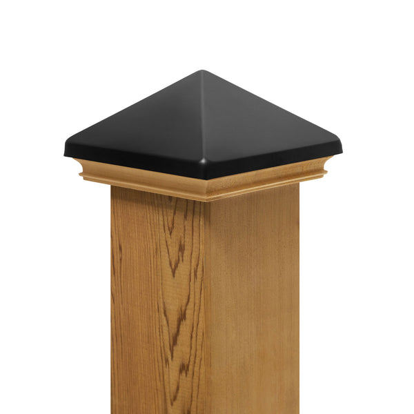 West Indies Wood Post Cap w/ Black Stainless Pyramid - 4x4, 4x6, 6x6