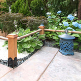 4x4 flat wooden post caps on bamboo railing posts