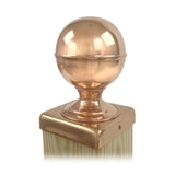 Angle view of 6x6 Copper Finial Globe Post Cap