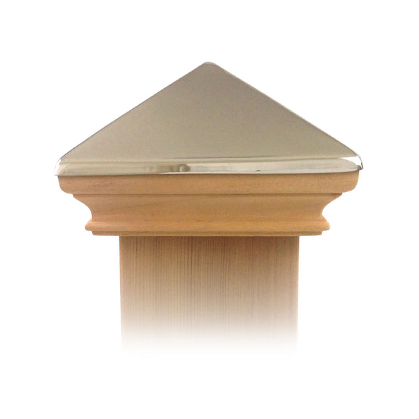 West Indies Wood Post Cap w/ Stainless Pyramid - 4x4, 5x5, 6x6, 4x6