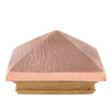 Front view of 4x4 West Indies Wood Post Cap w/ Hammered Copper Pyramid