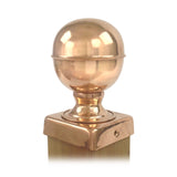 Angle view of 4x4 Copper Finial Globe Post Cap