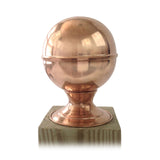 Front view of 5x5, 6x6 Copper Finial Globe Post Cap – Screw Base