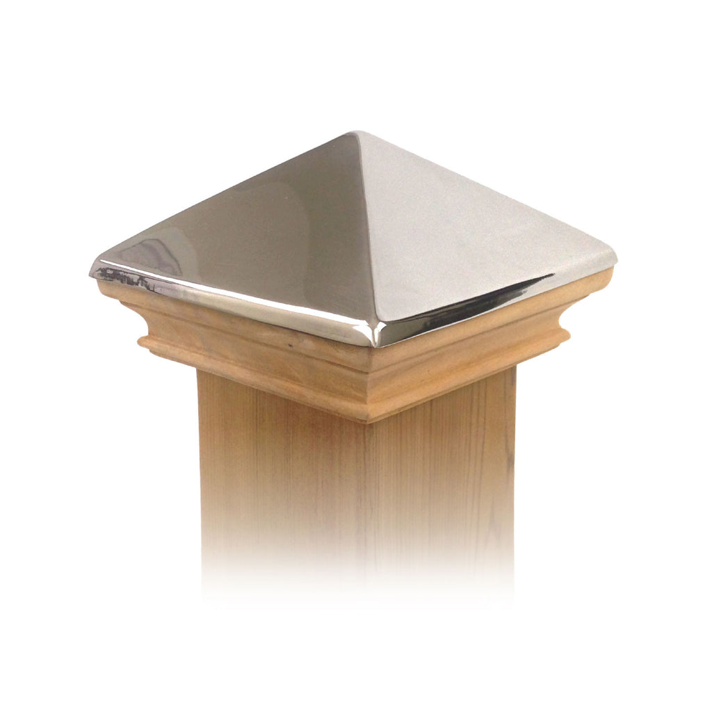 West Indies Wood Post Cap w/ Stainless Pyramid - 4x4, 5x5, 6x6, 4x6