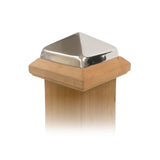 Angle view of 4x4 Traditional Wood Post Cap w/ Stainless Pyramid